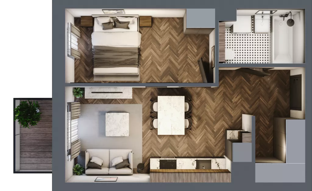 2 pokoje, mieszkanie 39,05 m², piętro 3, oferta nr A/4/3.6, Smardzewska 8, Poznań, Grunwald, Grunwald Południe, ul. Smardzewska 8