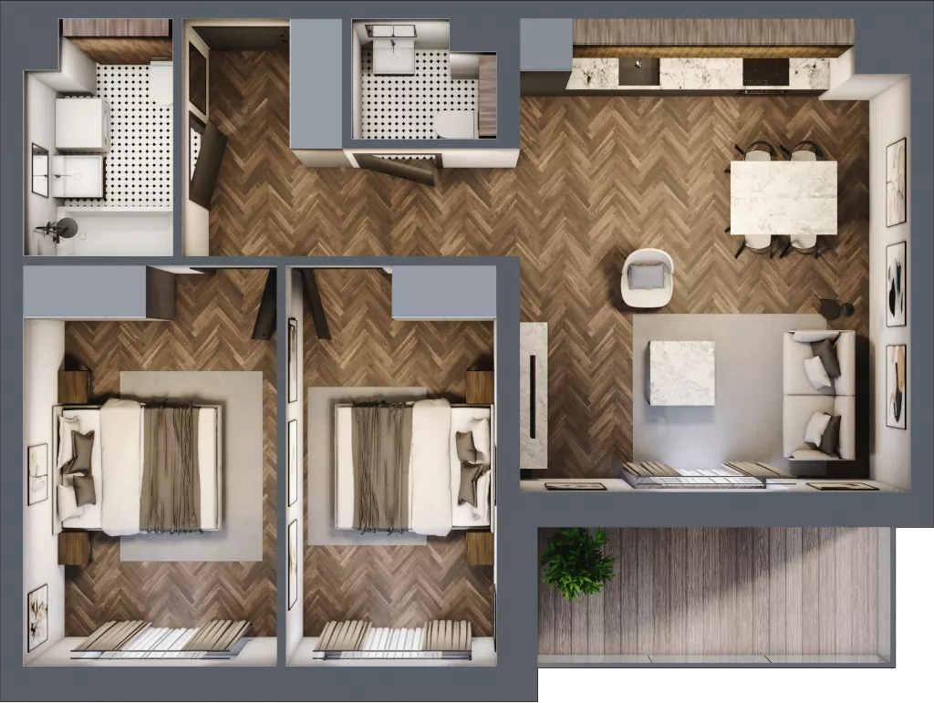 3 pokoje, mieszkanie 62,82 m², piętro 2, oferta nr A/2/2.3, Smardzewska 8, Poznań, Grunwald, Grunwald Południe, ul. Smardzewska 8