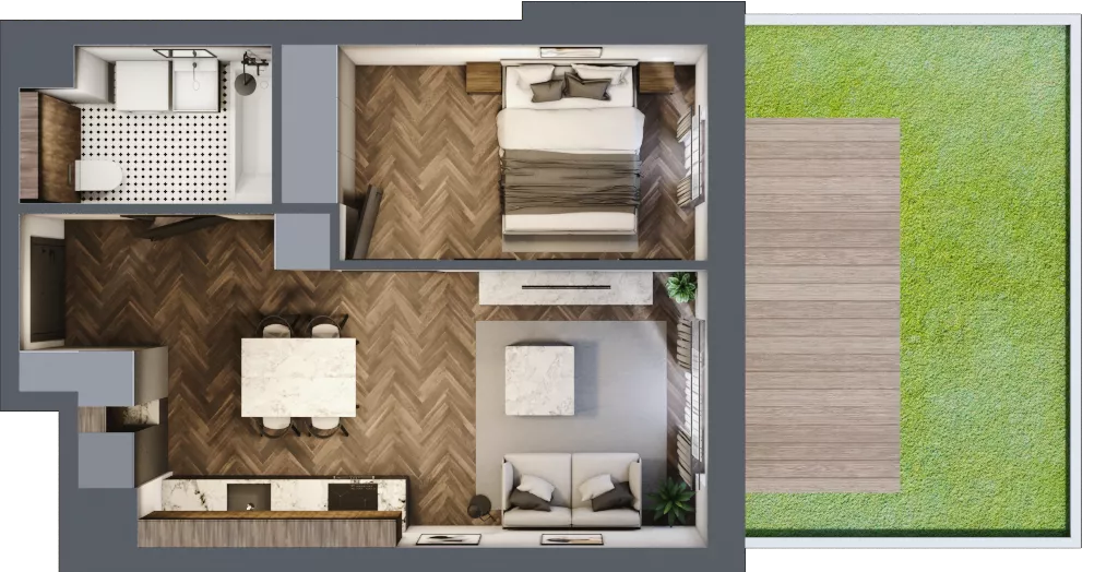 2 pokoje, mieszkanie 37,78 m², parter, oferta nr A/1/0.4, Smardzewska 8, Poznań, Grunwald, Grunwald Południe, ul. Smardzewska 8