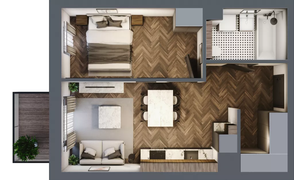 2 pokoje, mieszkanie 39,05 m², piętro 3, oferta nr A/2/3.6, Smardzewska 8, Poznań, Grunwald, Grunwald Południe, ul. Smardzewska 8