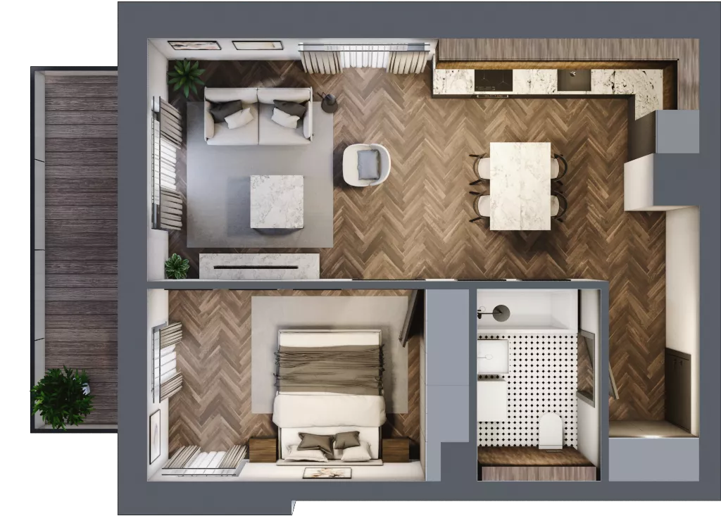 2 pokoje, apartament 44,95 m², piętro 2, oferta nr B/2/1, Smardzewska 8, Poznań, Grunwald, Grunwald Południe, ul. Smardzewska 8
