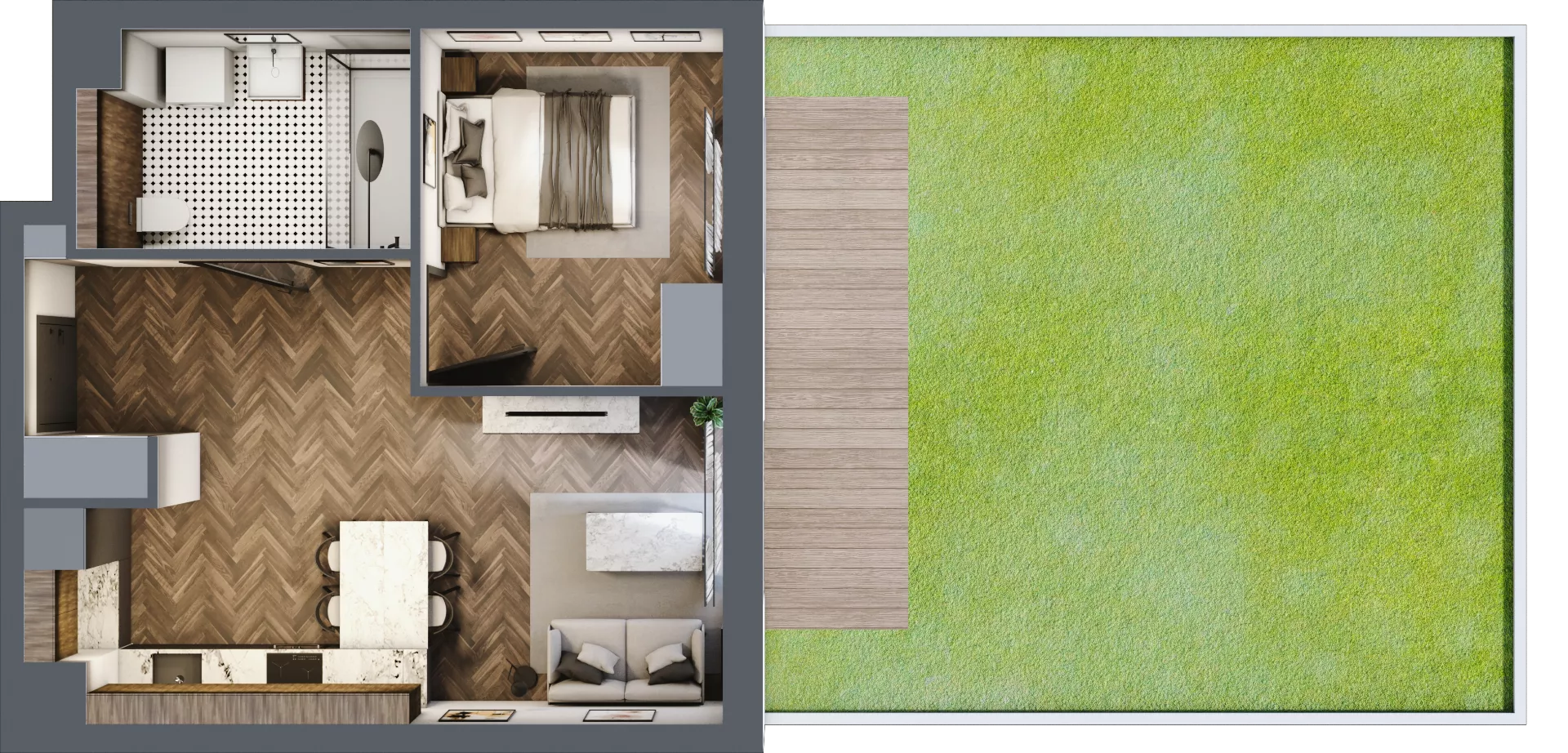 2 pokoje, apartament 43,37 m², parter, oferta nr A.3, Premiera Bemowo, Warszawa, Bemowo, Chrzanów, ul. Coopera 5-7