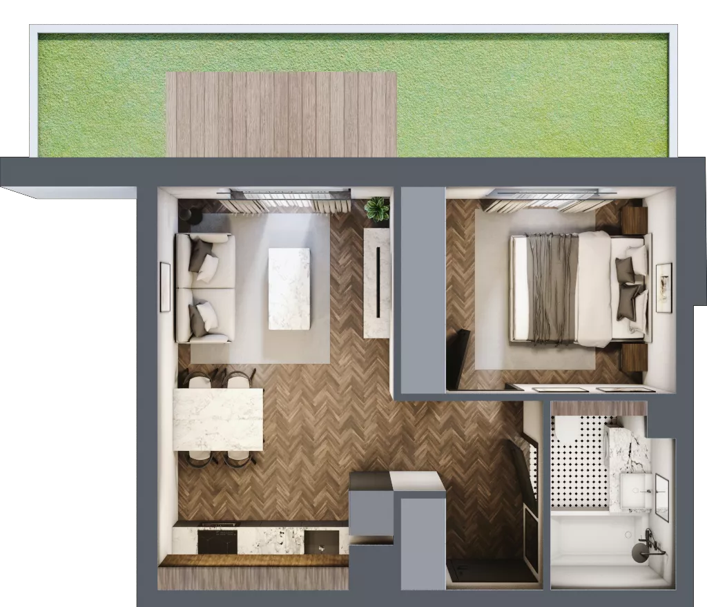 2 pokoje, mieszkanie 35,71 m², parter, oferta nr A.5, Premiera Bemowo, Warszawa, Bemowo, Chrzanów, ul. Coopera 5-7