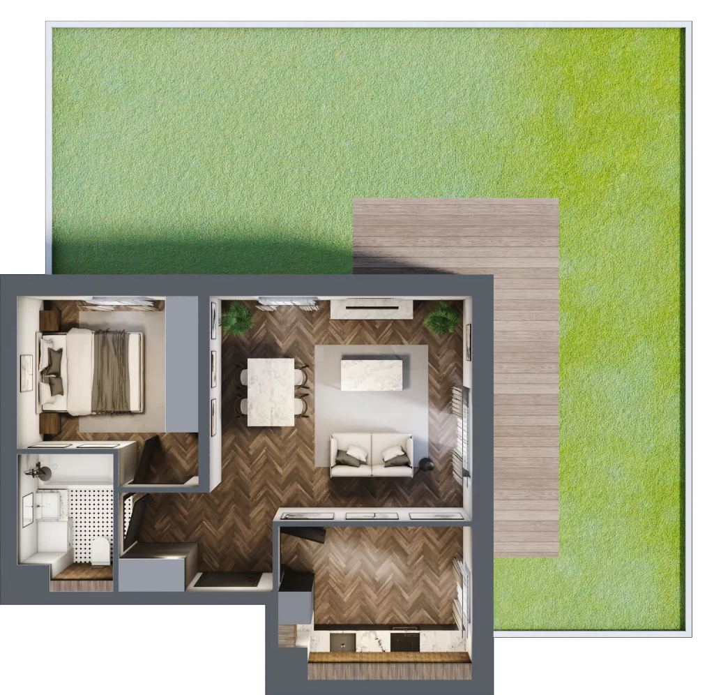 2 pokoje, apartament 48,02 m², parter, oferta nr B.1, Premiera Bemowo, Warszawa, Bemowo, Chrzanów, ul. Coopera 5-7