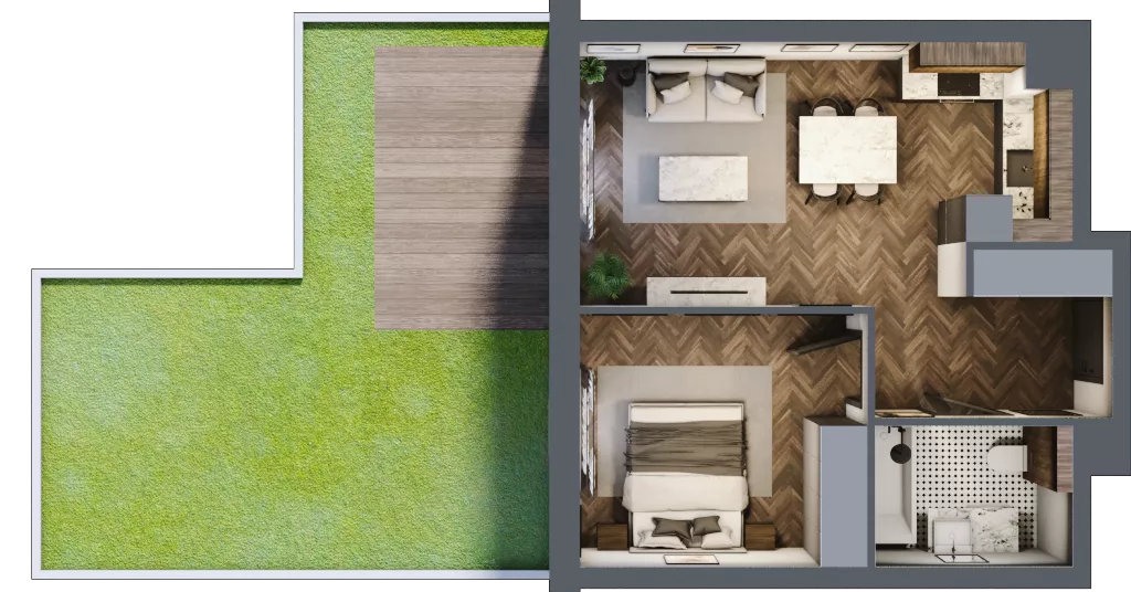 2 pokoje, mieszkanie 41,87 m², parter, oferta nr B.3, Premiera Bemowo, Warszawa, Bemowo, Chrzanów, ul. Coopera 5-7
