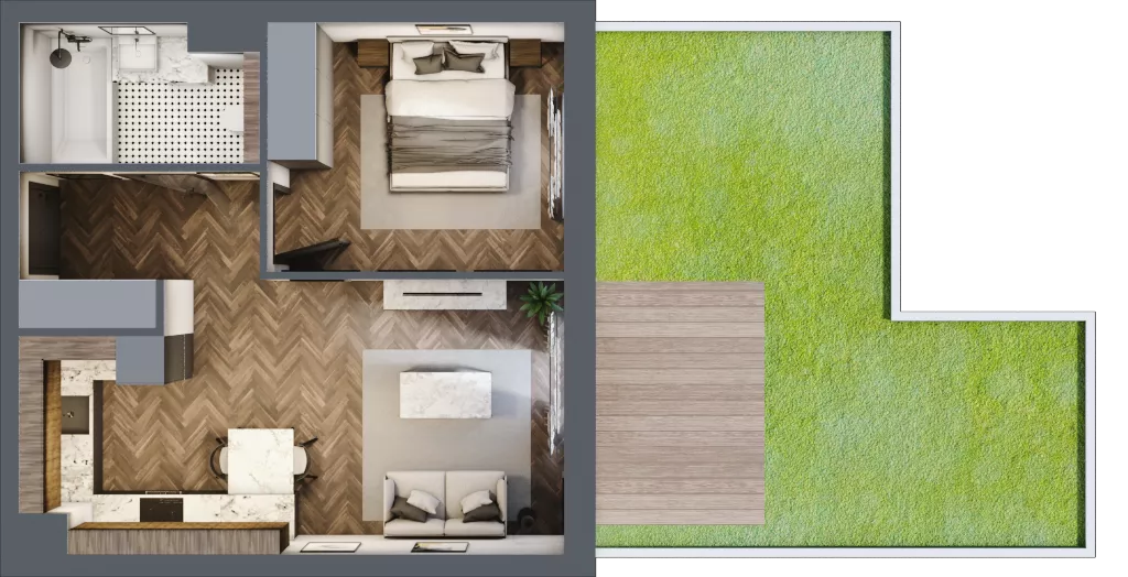 2 pokoje, mieszkanie 42,50 m², parter, oferta nr C.4, Premiera Bemowo, Warszawa, Bemowo, Chrzanów, ul. Coopera 5-7