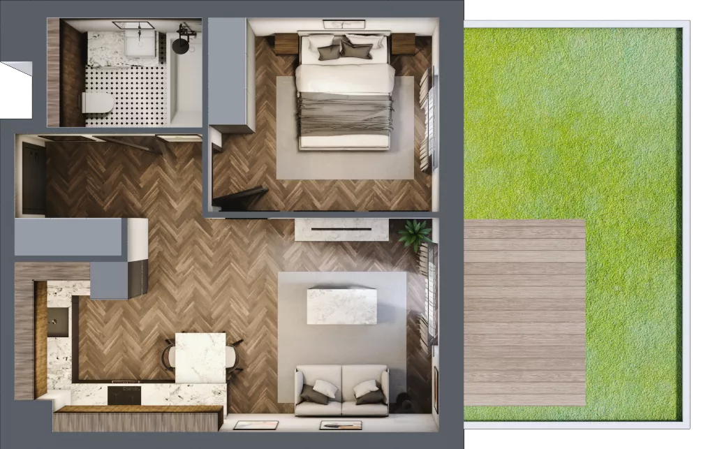 2 pokoje, mieszkanie 41,94 m², parter, oferta nr C.3, Premiera Bemowo, Warszawa, Bemowo, Chrzanów, ul. Coopera 5-7
