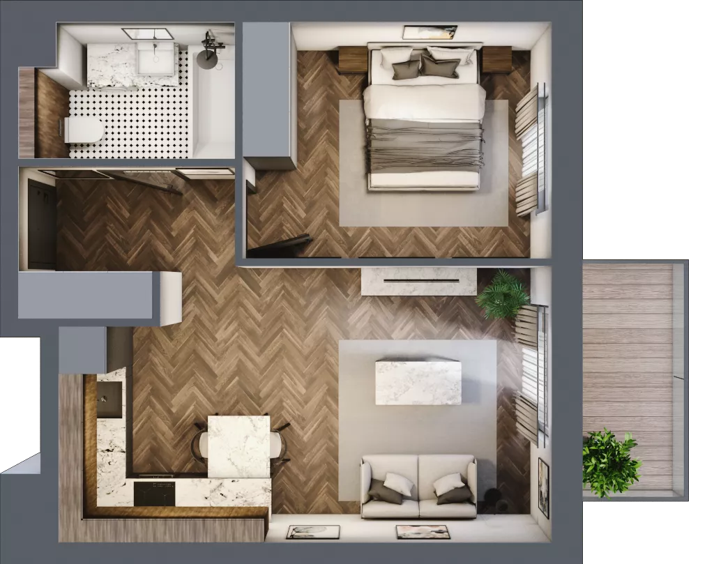 2 pokoje, mieszkanie 41,48 m², piętro 1, oferta nr C.7, Premiera Bemowo, Warszawa, Bemowo, Chrzanów, ul. Coopera 5-7
