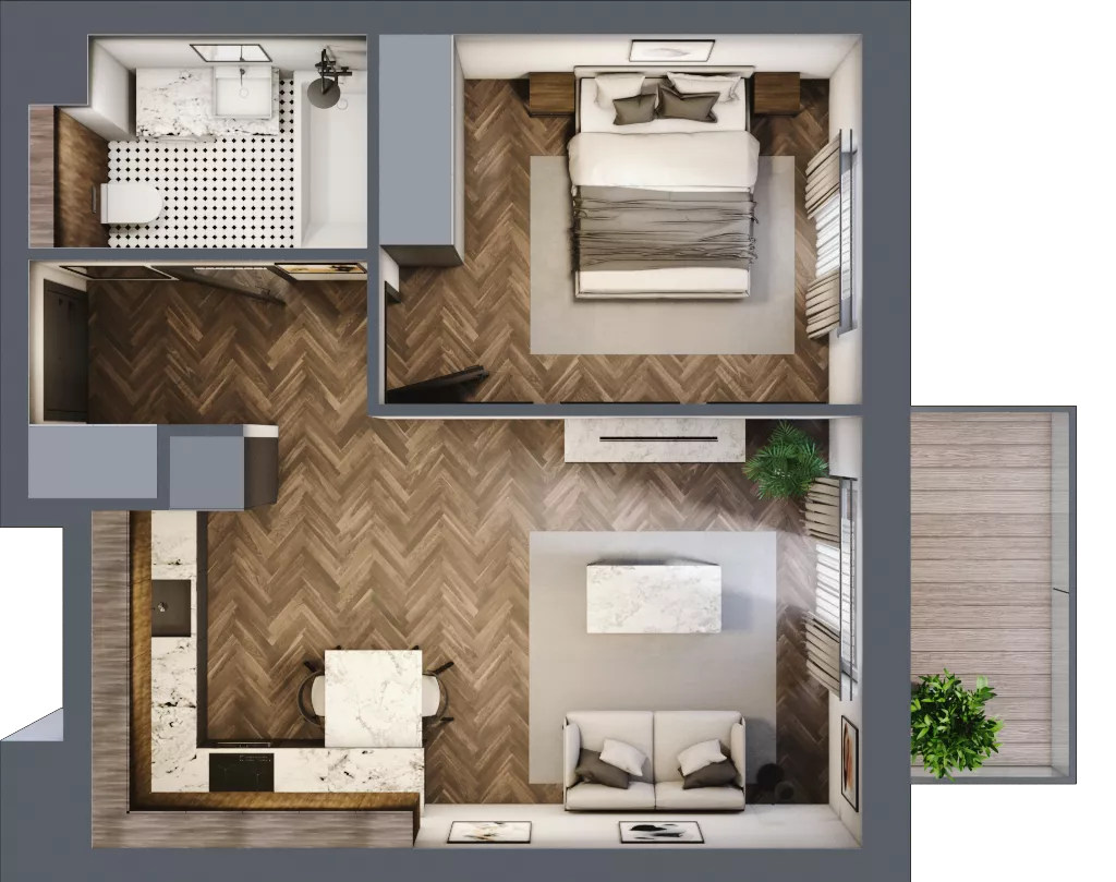 2 pokoje, mieszkanie 41,48 m², piętro 3, oferta nr C.17, Premiera Bemowo, Warszawa, Bemowo, Chrzanów, ul. Coopera 5-7