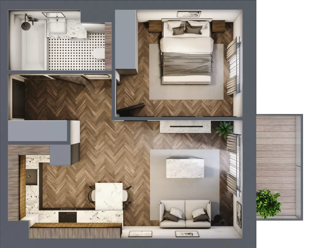 2 pokoje, mieszkanie 42,50 m², piętro 1, oferta nr C.9, Premiera Bemowo, Warszawa, Bemowo, Chrzanów, ul. Coopera 5-7