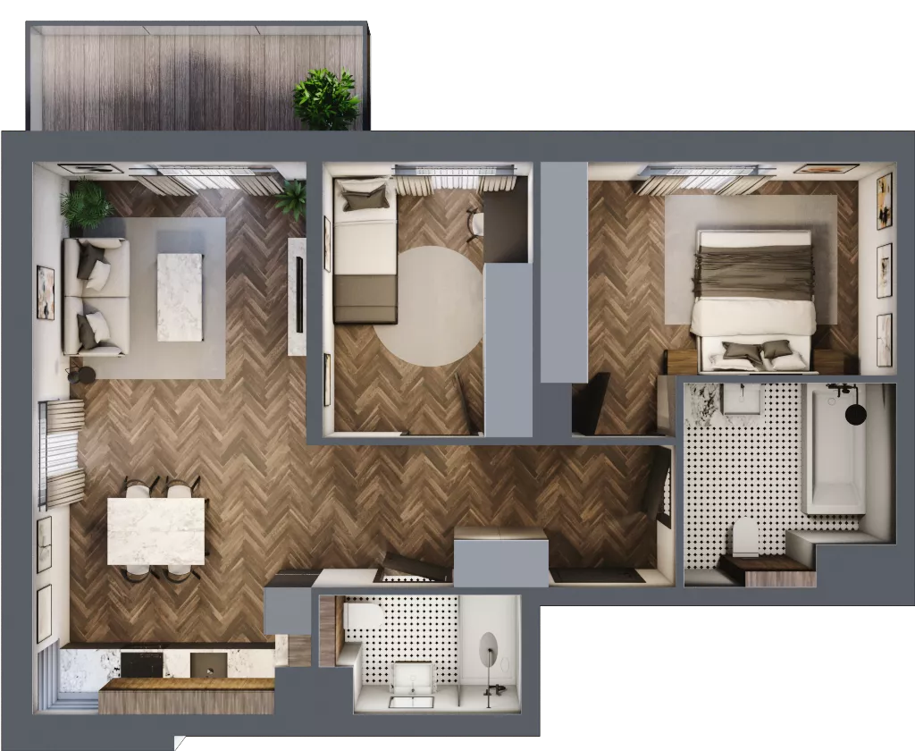 3 pokoje, mieszkanie 65,14 m², piętro 2, oferta nr D.14, Premiera Bemowo, Warszawa, Bemowo, Chrzanów, ul. Coopera 5-7