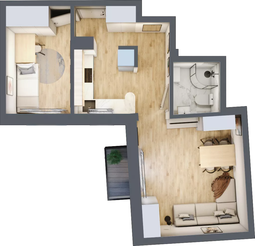 2 pokoje, mieszkanie 41,10 m², piętro 3, oferta nr 17, Kamienica przy ul. Starodomaszowskiej, Kielce, Centrum, ul. Starodomaszowska 38