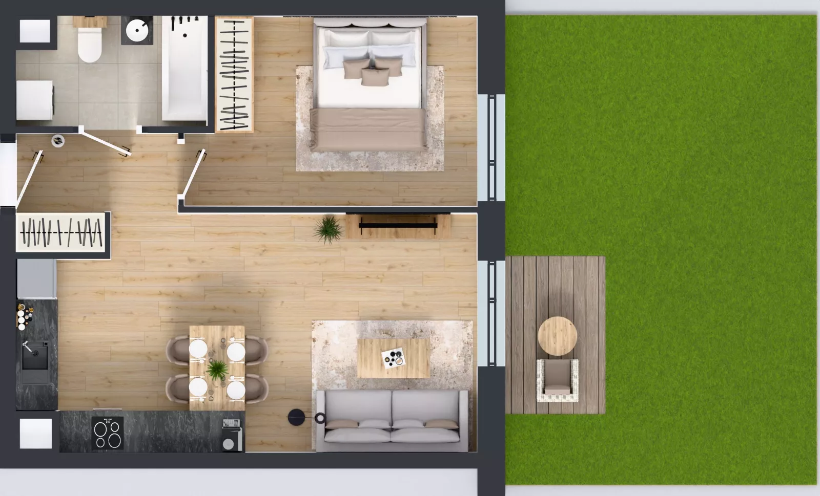 2 pokoje, mieszkanie 44,66 m², parter, oferta nr B5-K2-0-2, ATAL Strachowicka II, Wrocław, Żerniki, Fabryczna, ul. Strachowicka