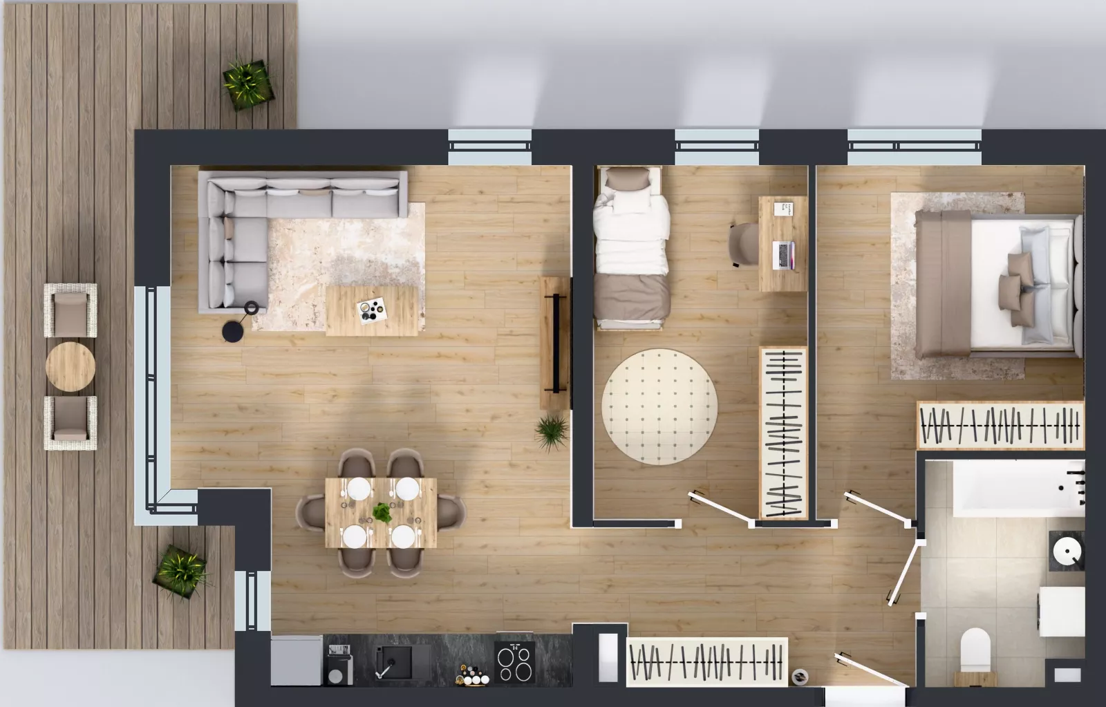 3 pokoje, mieszkanie 62,89 m², piętro 1, oferta nr B5-K1-1-2, ATAL Strachowicka II, Wrocław, Żerniki, Fabryczna, ul. Strachowicka
