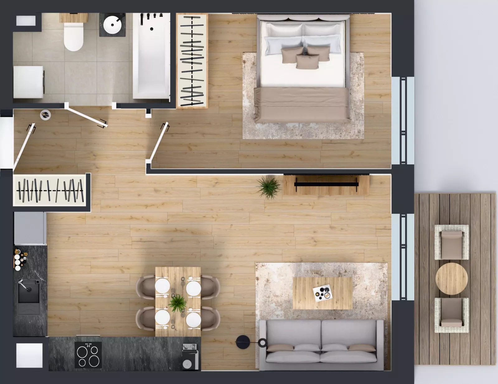 2 pokoje, mieszkanie 45,04 m², piętro 2, oferta nr B5-K2-2-3, ATAL Strachowicka II, Wrocław, Żerniki, Fabryczna, ul. Strachowicka