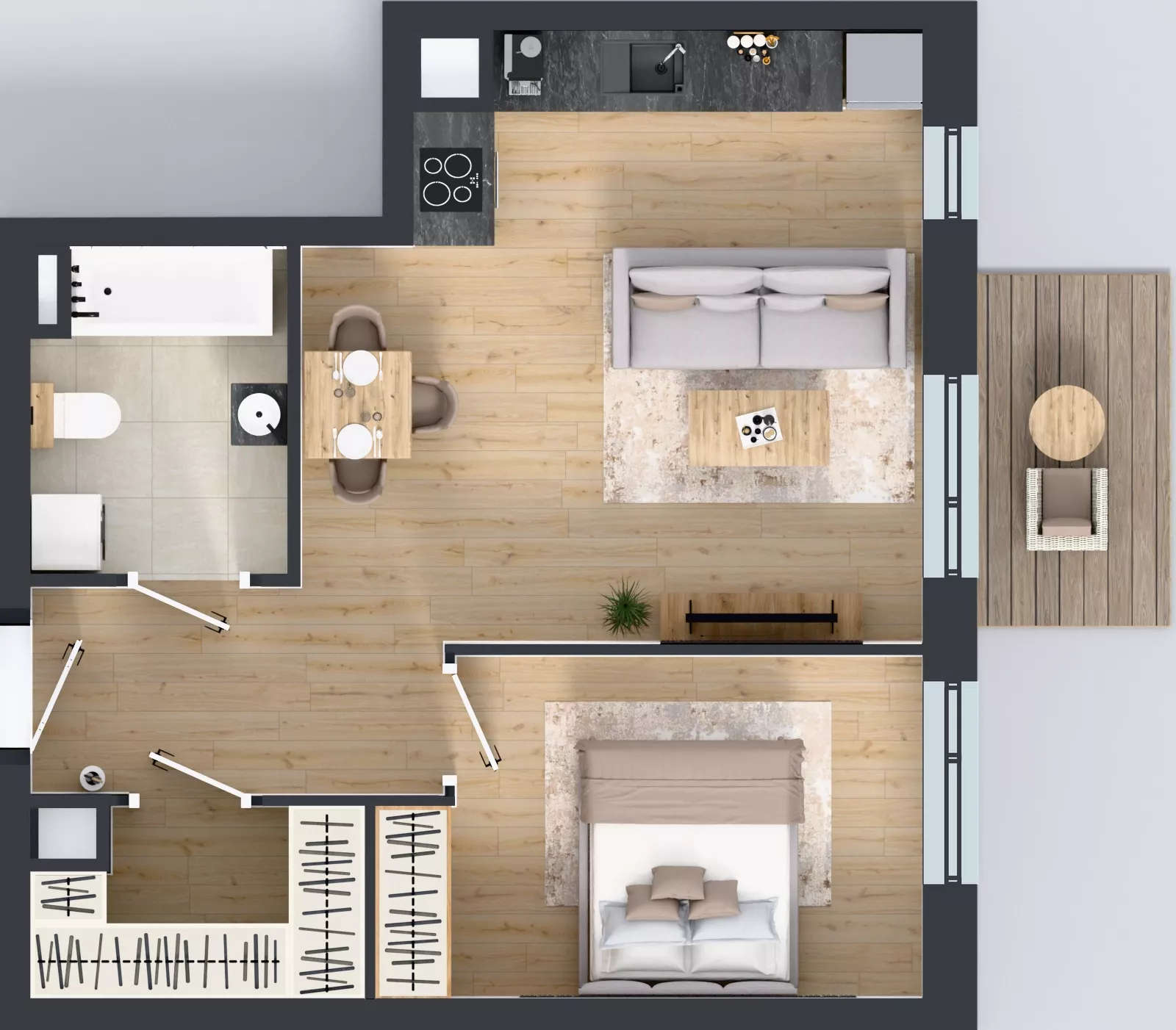 2 pokoje, mieszkanie 46,07 m², piętro 3, oferta nr B5-K1-3-6, ATAL Strachowicka II, Wrocław, Żerniki, Fabryczna, ul. Strachowicka