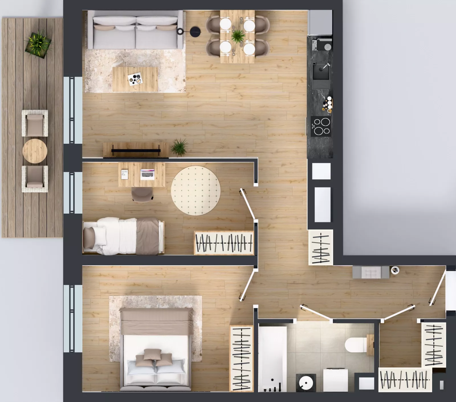 3 pokoje, mieszkanie 60,83 m², piętro 1, oferta nr B6-K1-1-7, ATAL Strachowicka II, Wrocław, Żerniki, Fabryczna, ul. Strachowicka