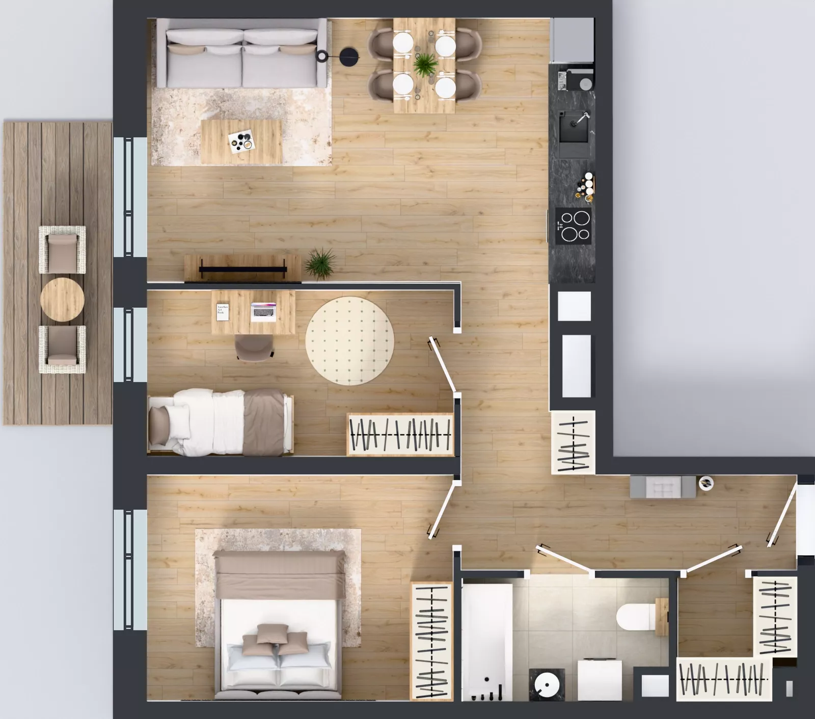 3 pokoje, mieszkanie 60,70 m², piętro 3, oferta nr B6-K1-3-6, ATAL Strachowicka II, Wrocław, Żerniki, Fabryczna, ul. Strachowicka