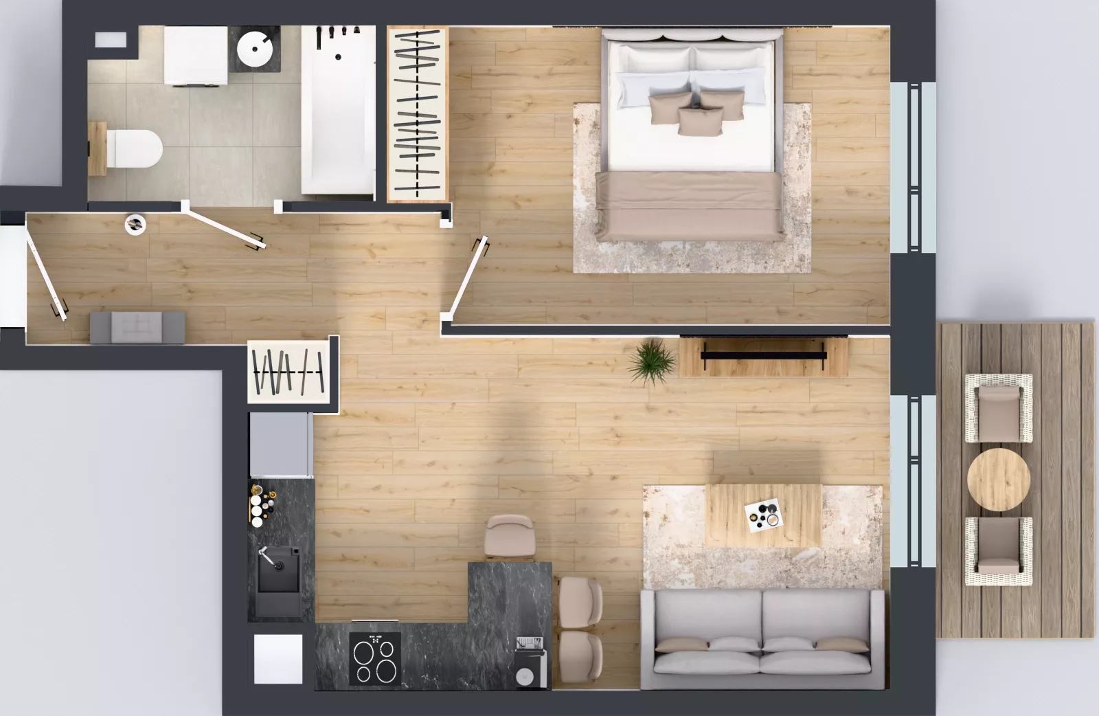 2 pokoje, mieszkanie 41,83 m², piętro 2, oferta nr B7-K1-2-4, ATAL Strachowicka II, Wrocław, Żerniki, Fabryczna, ul. Strachowicka