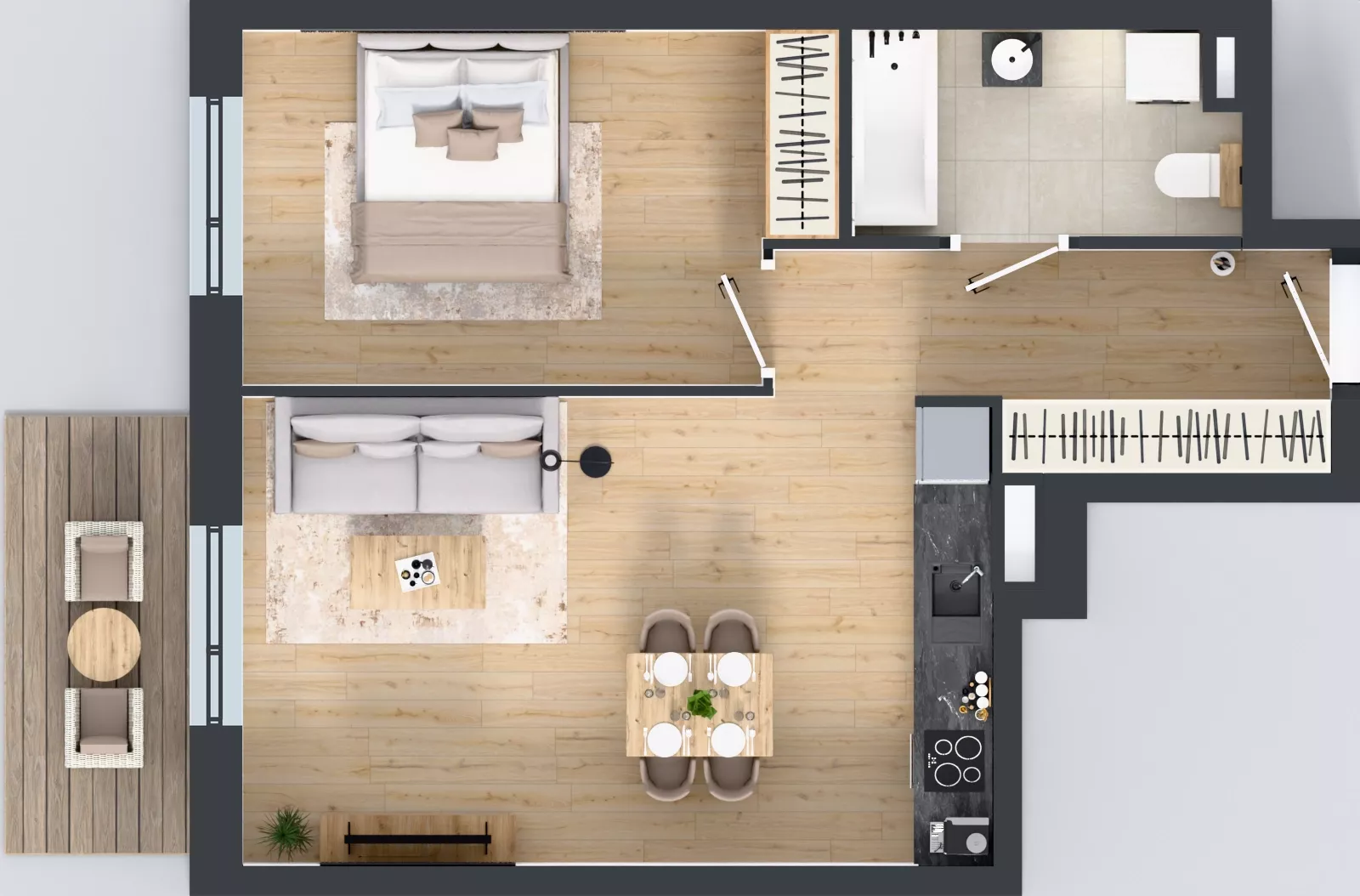 2 pokoje, mieszkanie 48,57 m², piętro 1, oferta nr B8-K1-1-7, ATAL Strachowicka II, Wrocław, Żerniki, Fabryczna, ul. Strachowicka