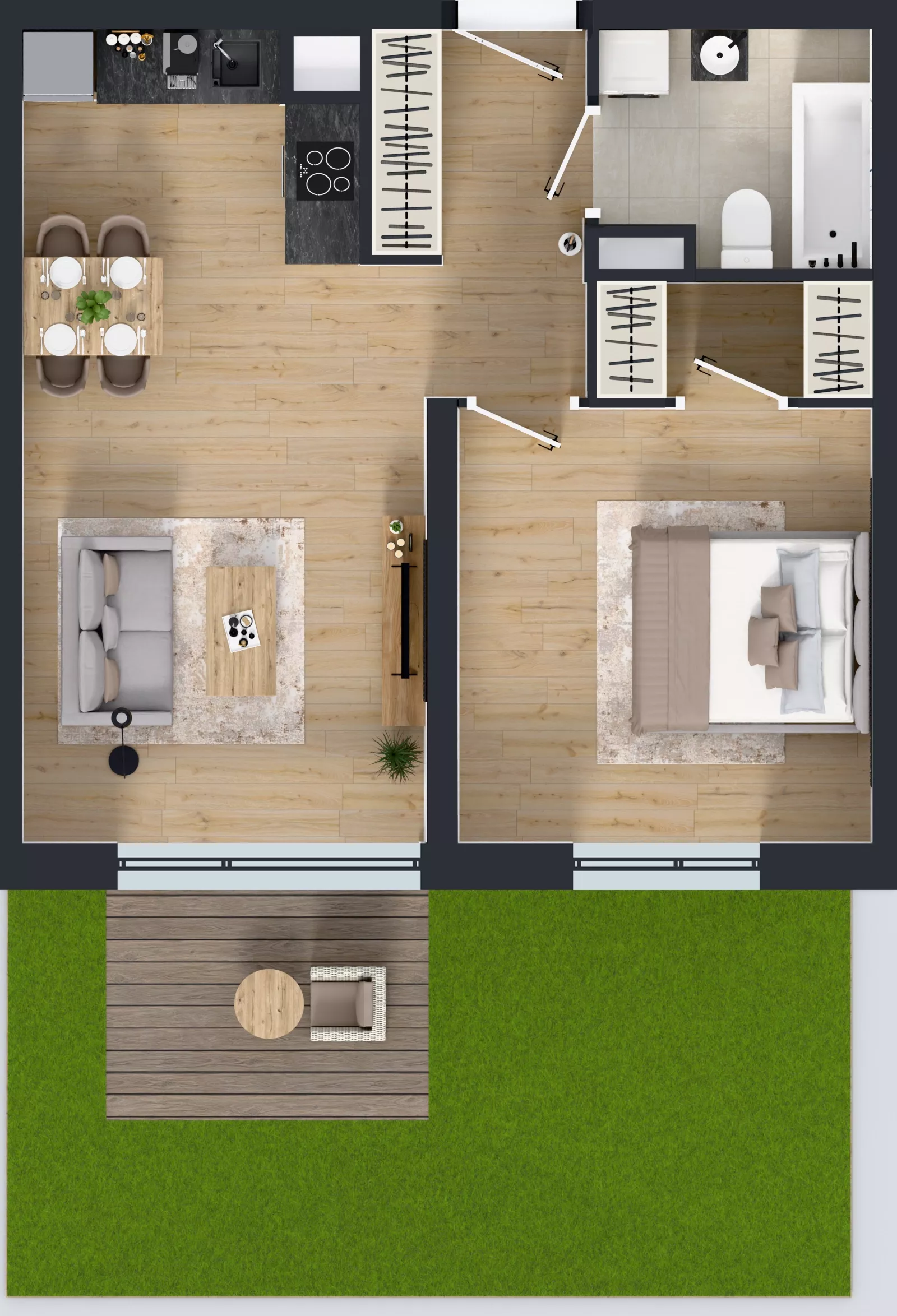 2 pokoje, mieszkanie 47,67 m², parter, oferta nr B10-K1-0-2, Żerniki Na Novo III, Wrocław, Żerniki, ul. Maxa Berga