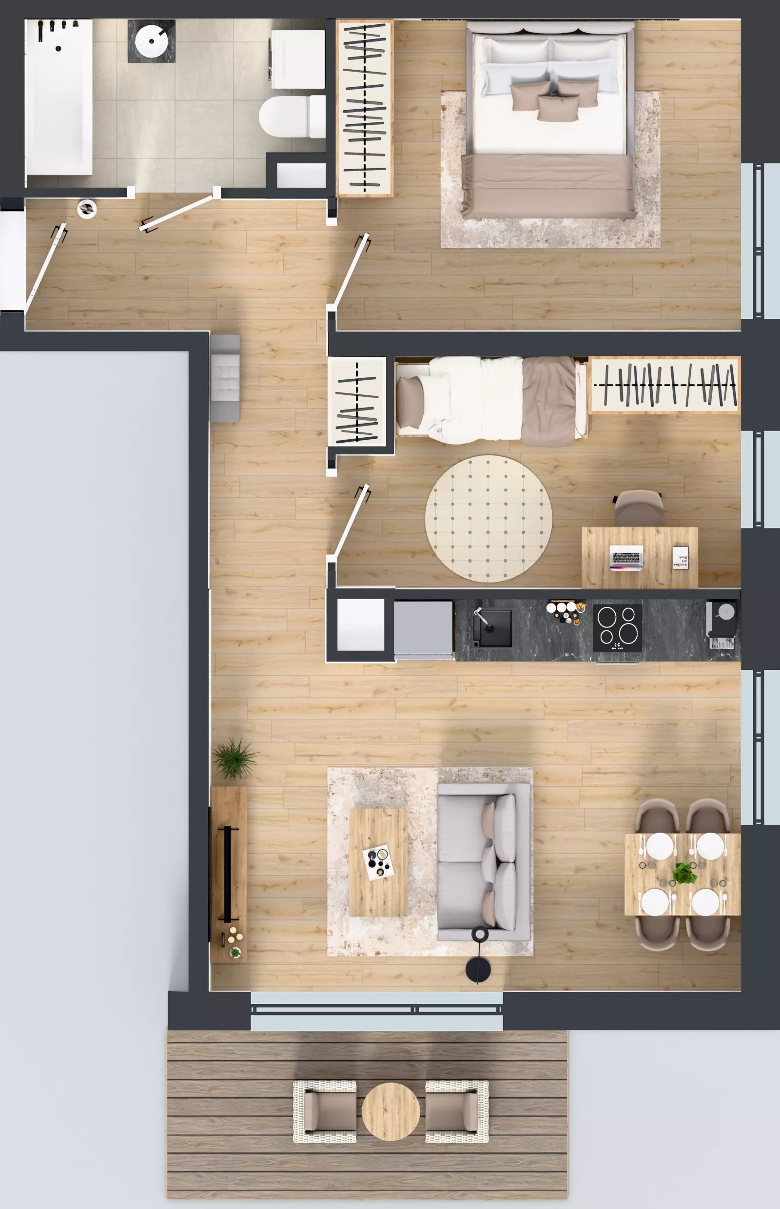 3 pokoje, mieszkanie 57,34 m², piętro 1, oferta nr B10-K3-1-4, Żerniki Na Novo III, Wrocław, Żerniki, ul. Maxa Berga