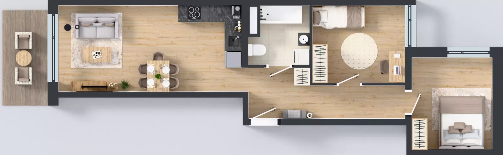 3 pokoje, mieszkanie 57,85 m², piętro 1, oferta nr B10-K3-1-6, Żerniki Na Novo III, Wrocław, Żerniki, ul. Maxa Berga