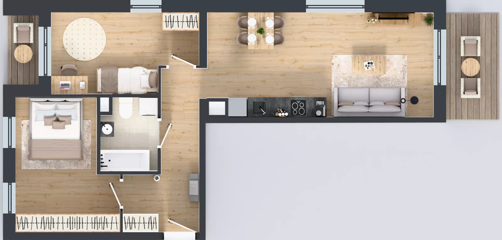 3 pokoje, mieszkanie 62,15 m², piętro 2, oferta nr B10-K3-2-1, Żerniki Na Novo III, Wrocław, Żerniki, ul. Maxa Berga