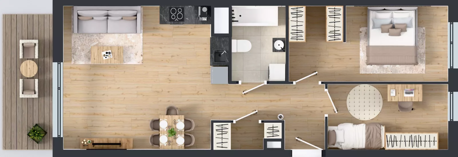 3 pokoje, mieszkanie 63,15 m², piętro 3, oferta nr B10-K2-3-1, Żerniki Na Novo III, Wrocław, Żerniki, ul. Maxa Berga