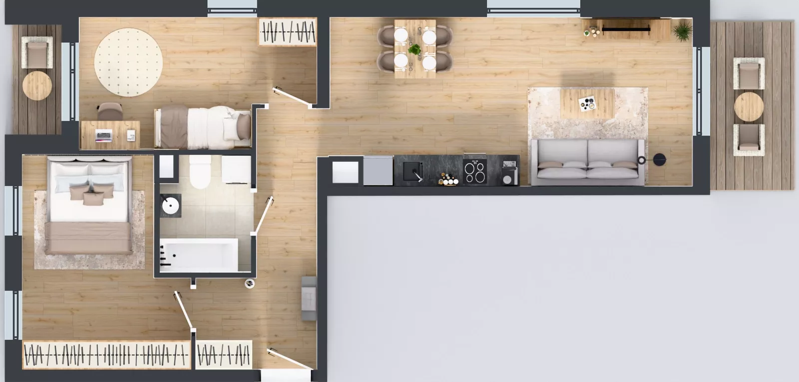 3 pokoje, mieszkanie 63,59 m², piętro 3, oferta nr B10-K3-3-1, Żerniki Na Novo III, Wrocław, Żerniki, ul. Maxa Berga