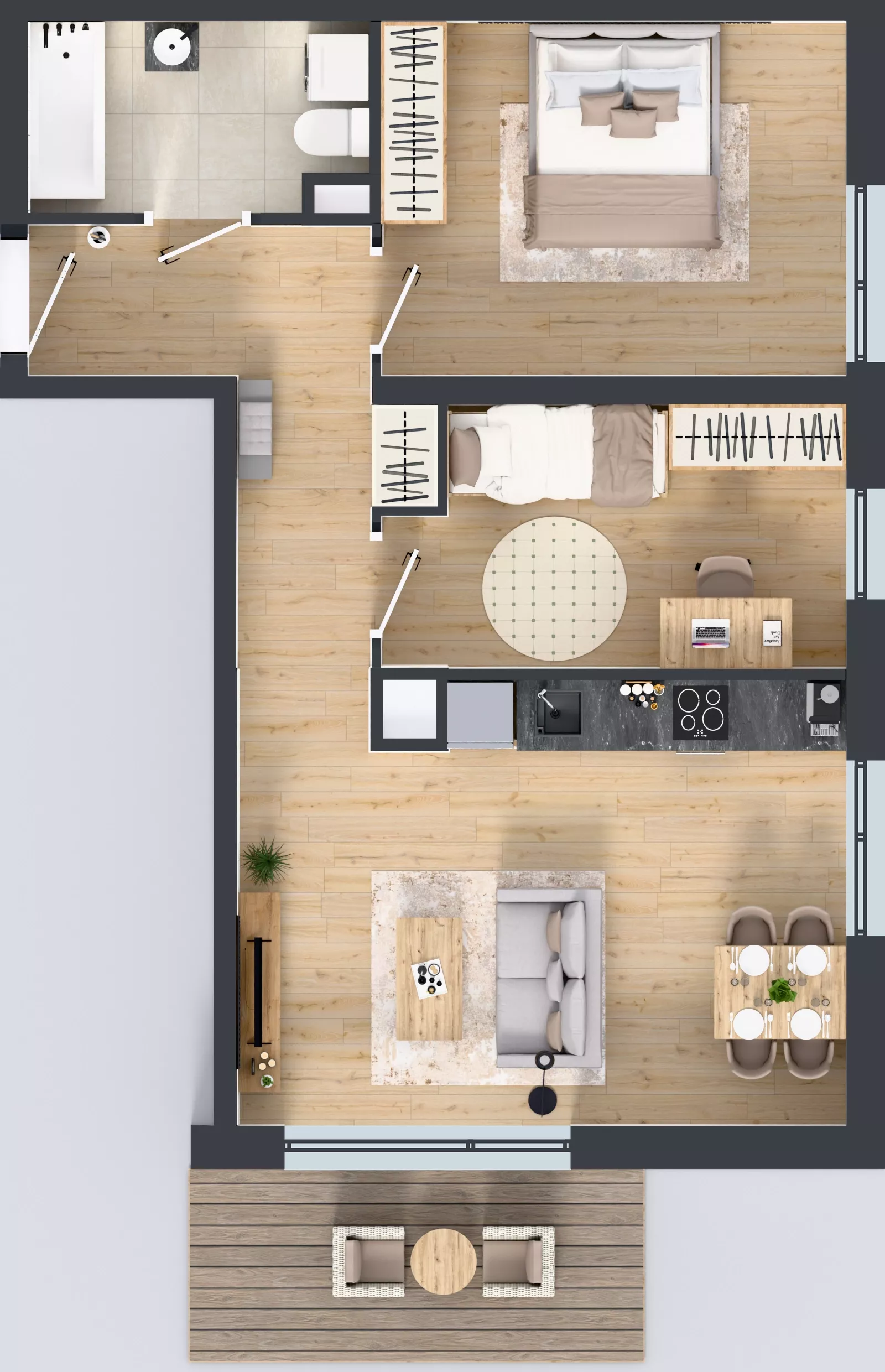 3 pokoje, mieszkanie 58,24 m², piętro 3, oferta nr B10-K3-3-4, Żerniki Na Novo III, Wrocław, Żerniki, ul. Maxa Berga