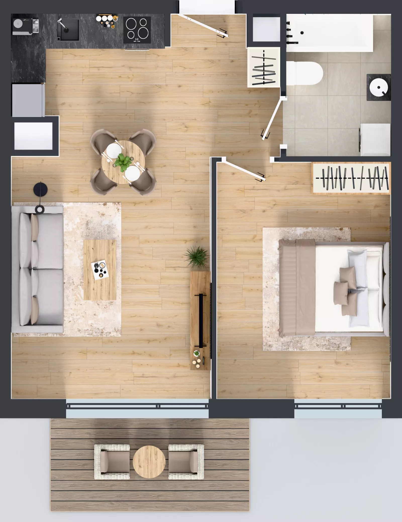 2 pokoje, mieszkanie 46,54 m², piętro 4, oferta nr B10-K2-4-2, Żerniki Na Novo III, Wrocław, Żerniki, ul. Maxa Berga