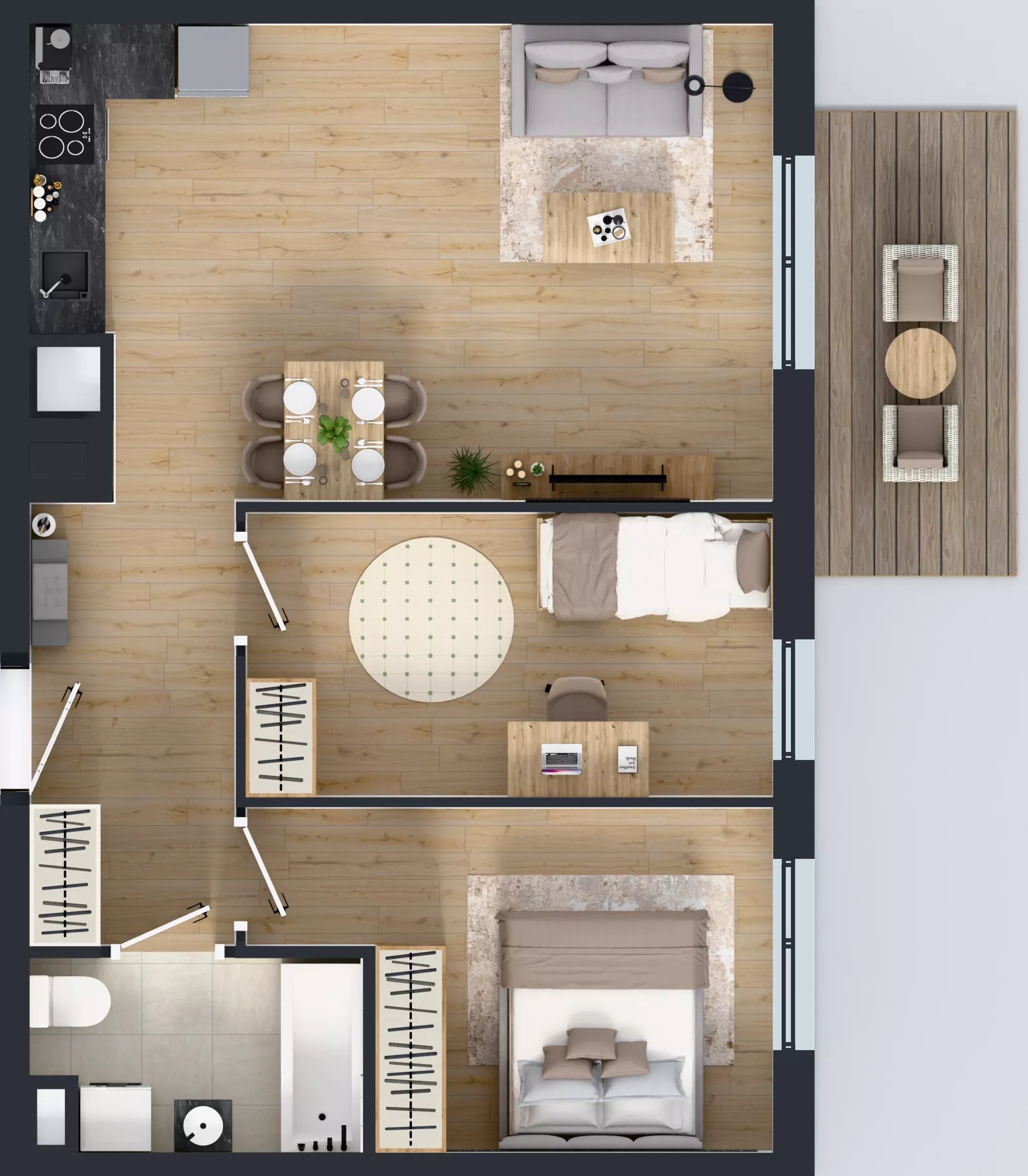 3 pokoje, mieszkanie 57,01 m², piętro 4, oferta nr B11-K1-4-2, Żerniki Na Novo III, Wrocław, Żerniki, ul. Maxa Berga