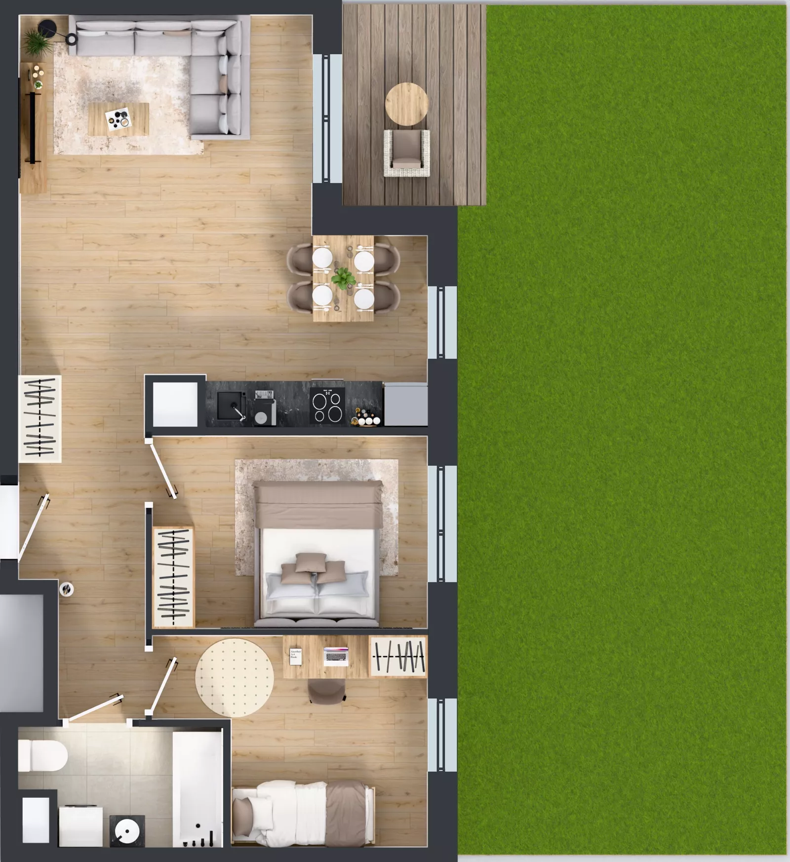 3 pokoje, mieszkanie 56,35 m², parter, oferta nr B12-K3-0-2, Żerniki Na Novo III, Wrocław, Żerniki, ul. Maxa Berga