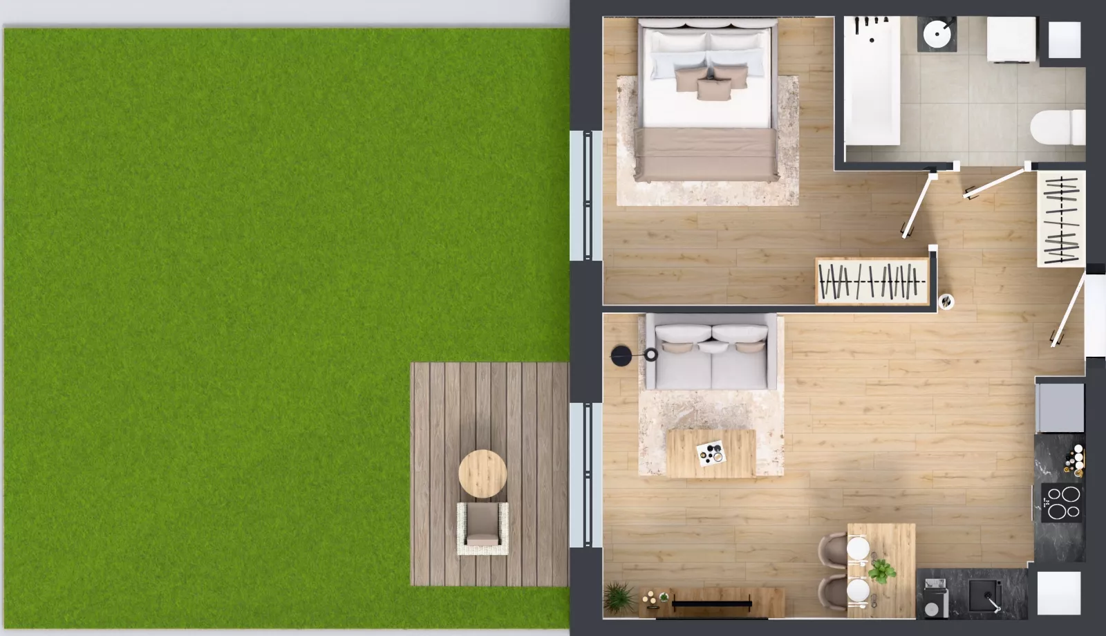 2 pokoje, mieszkanie 42,40 m², parter, oferta nr B12-K3-0-4, Żerniki Na Novo III, Wrocław, Żerniki, ul. Maxa Berga