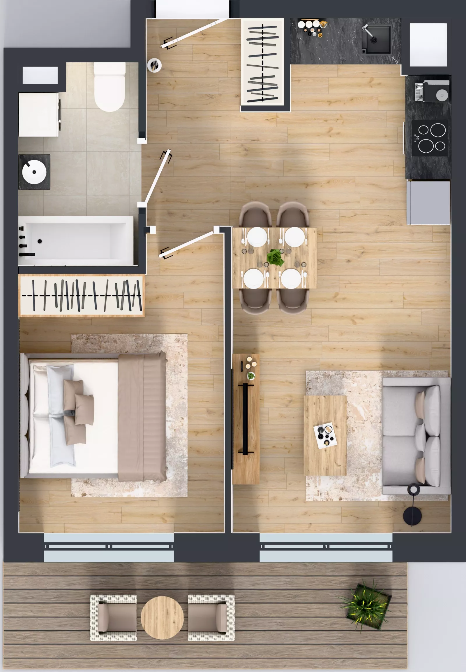 2 pokoje, mieszkanie 39,42 m², piętro 1, oferta nr B12-K1-1-2, Żerniki Na Novo III, Wrocław, Żerniki, ul. Maxa Berga