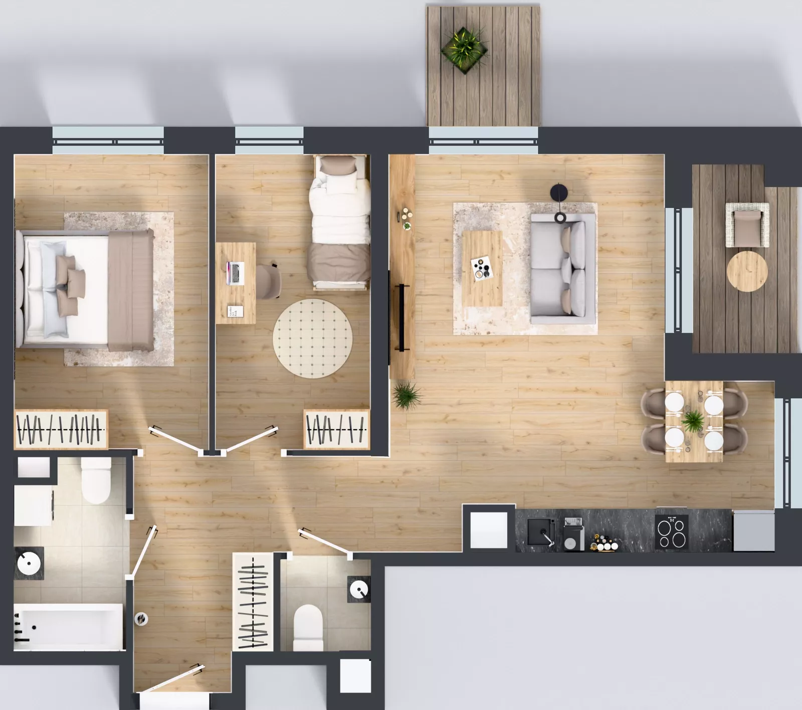 3 pokoje, mieszkanie 64,71 m², piętro 1, oferta nr B12-K2-1-2, Żerniki Na Novo III, Wrocław, Żerniki, ul. Maxa Berga