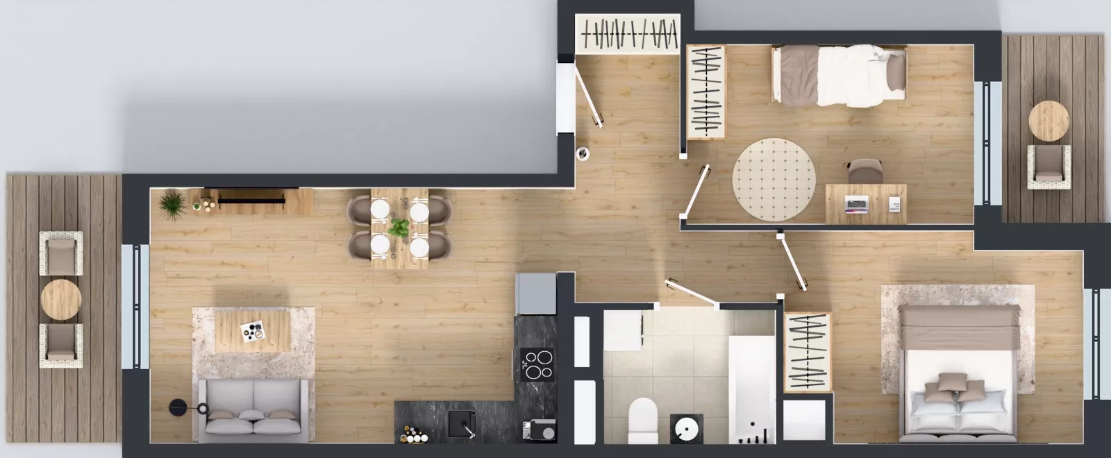 3 pokoje, mieszkanie 59,55 m², piętro 1, oferta nr B12-K2-1-4, Żerniki Na Novo III, Wrocław, Żerniki, ul. Maxa Berga