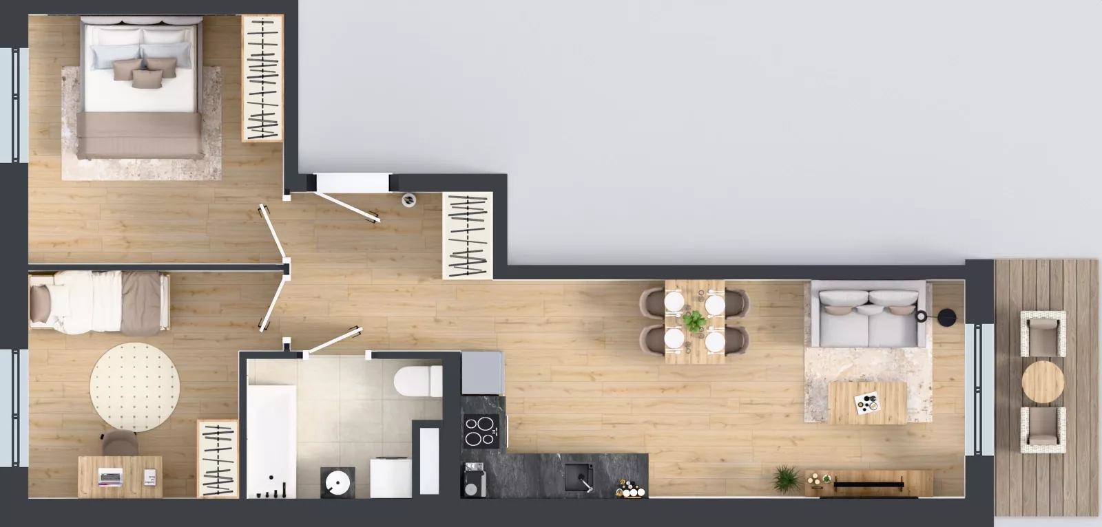 3 pokoje, mieszkanie 55,37 m², piętro 2, oferta nr B12-K1-2-4, Żerniki Na Novo III, Wrocław, Żerniki, ul. Maxa Berga