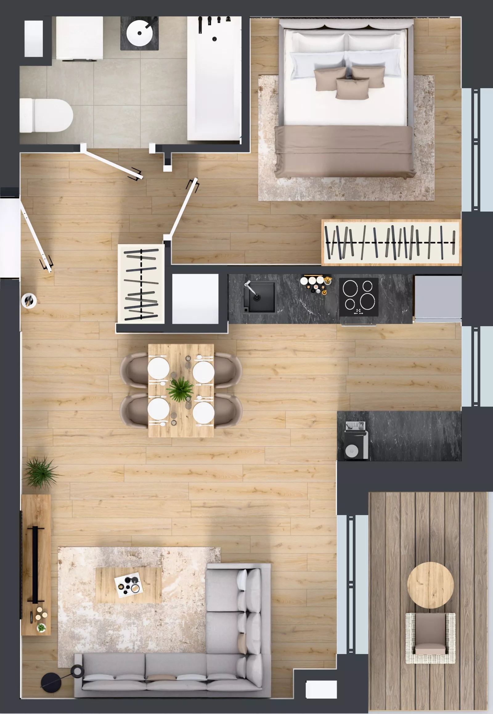 2 pokoje, mieszkanie 42,19 m², piętro 2, oferta nr B12-K2-2-3, Żerniki Na Novo III, Wrocław, Żerniki, ul. Maxa Berga