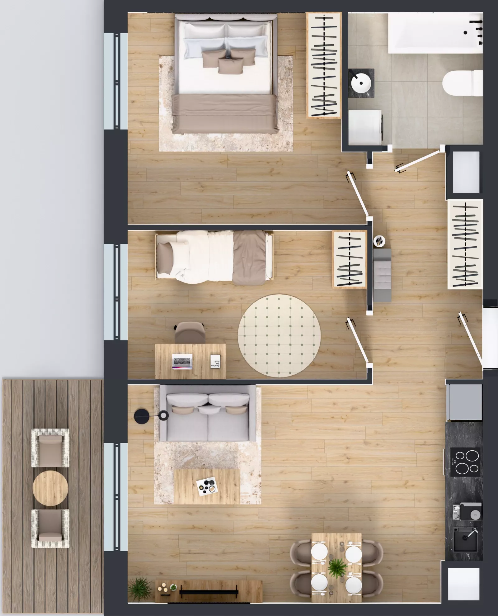 3 pokoje, mieszkanie 56,63 m², piętro 2, oferta nr B12-K3-2-4, Żerniki Na Novo III, Wrocław, Żerniki, ul. Maxa Berga
