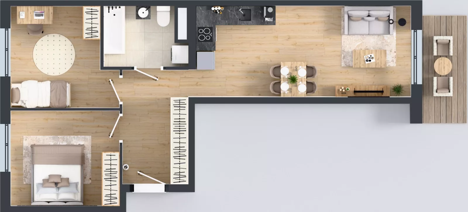 3 pokoje, mieszkanie 57,65 m², piętro 3, oferta nr B12-K1-3-1, Żerniki Na Novo III, Wrocław, Żerniki, ul. Maxa Berga