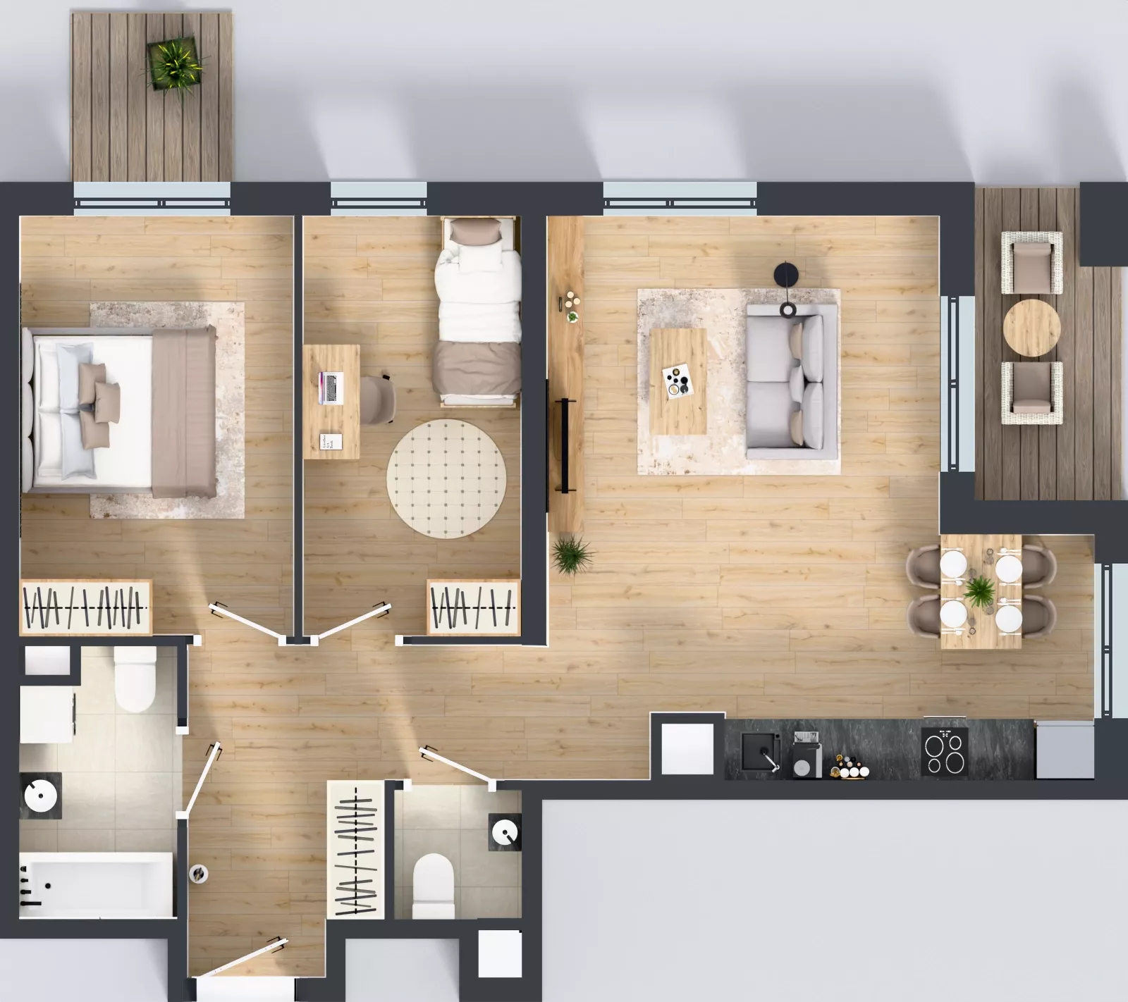 3 pokoje, mieszkanie 65,71 m², piętro 3, oferta nr B12-K2-3-2, Żerniki Na Novo III, Wrocław, Żerniki, ul. Maxa Berga