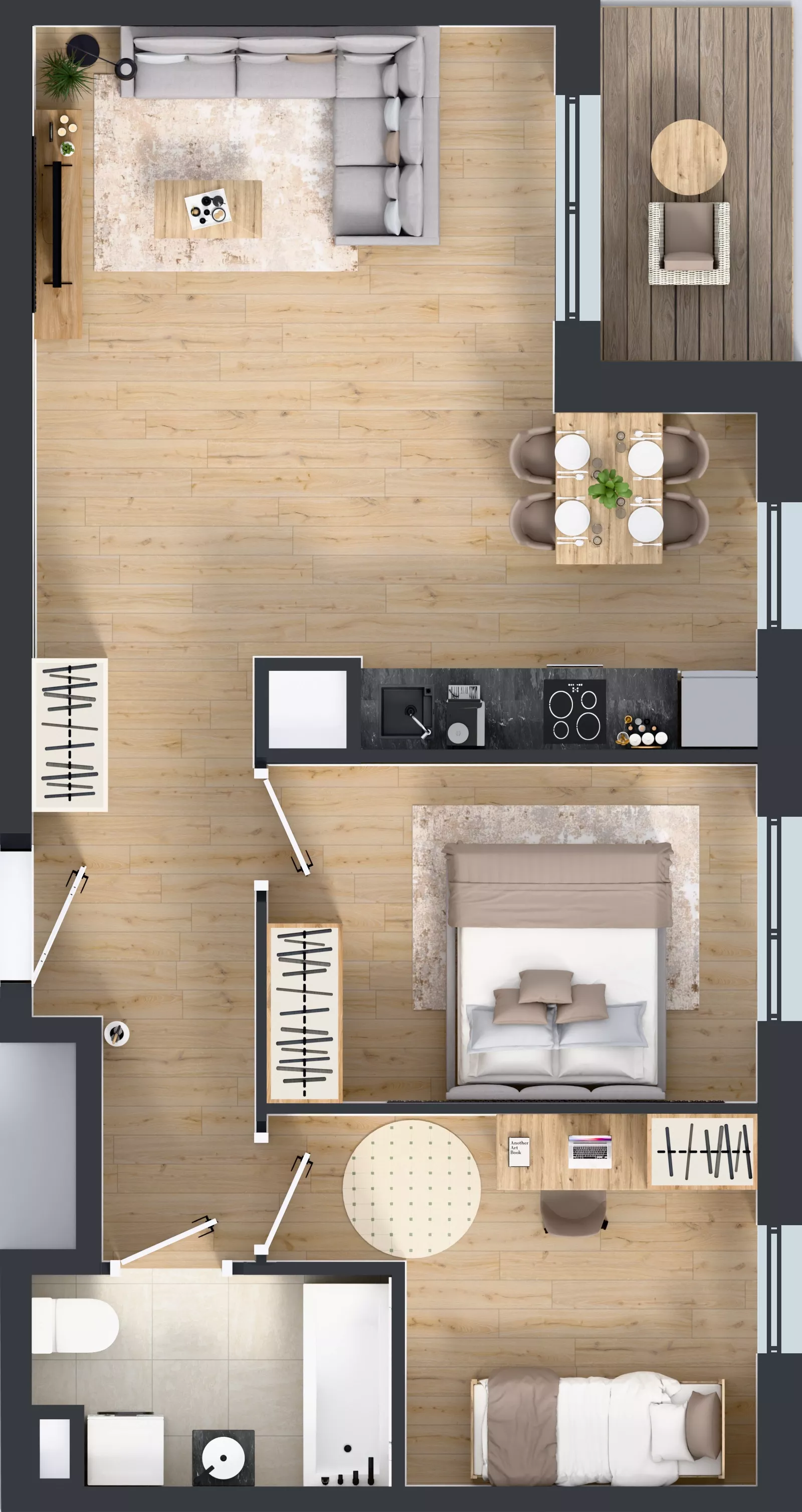 3 pokoje, mieszkanie 57,29 m², piętro 3, oferta nr B12-K3-3-2, Żerniki Na Novo III, Wrocław, Żerniki, ul. Maxa Berga