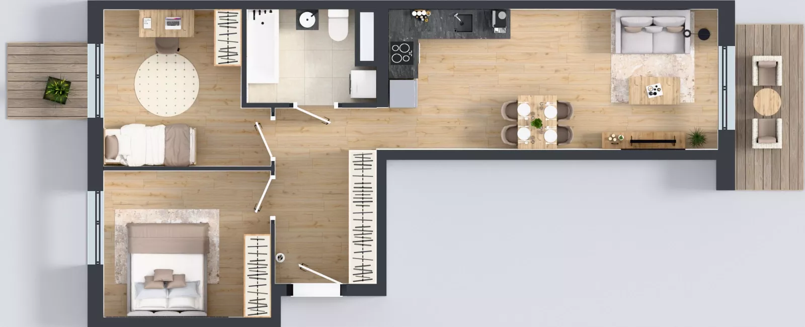 3 pokoje, mieszkanie 57,62 m², piętro 4, oferta nr B12-K1-4-1, Żerniki Na Novo III, Wrocław, Żerniki, ul. Maxa Berga
