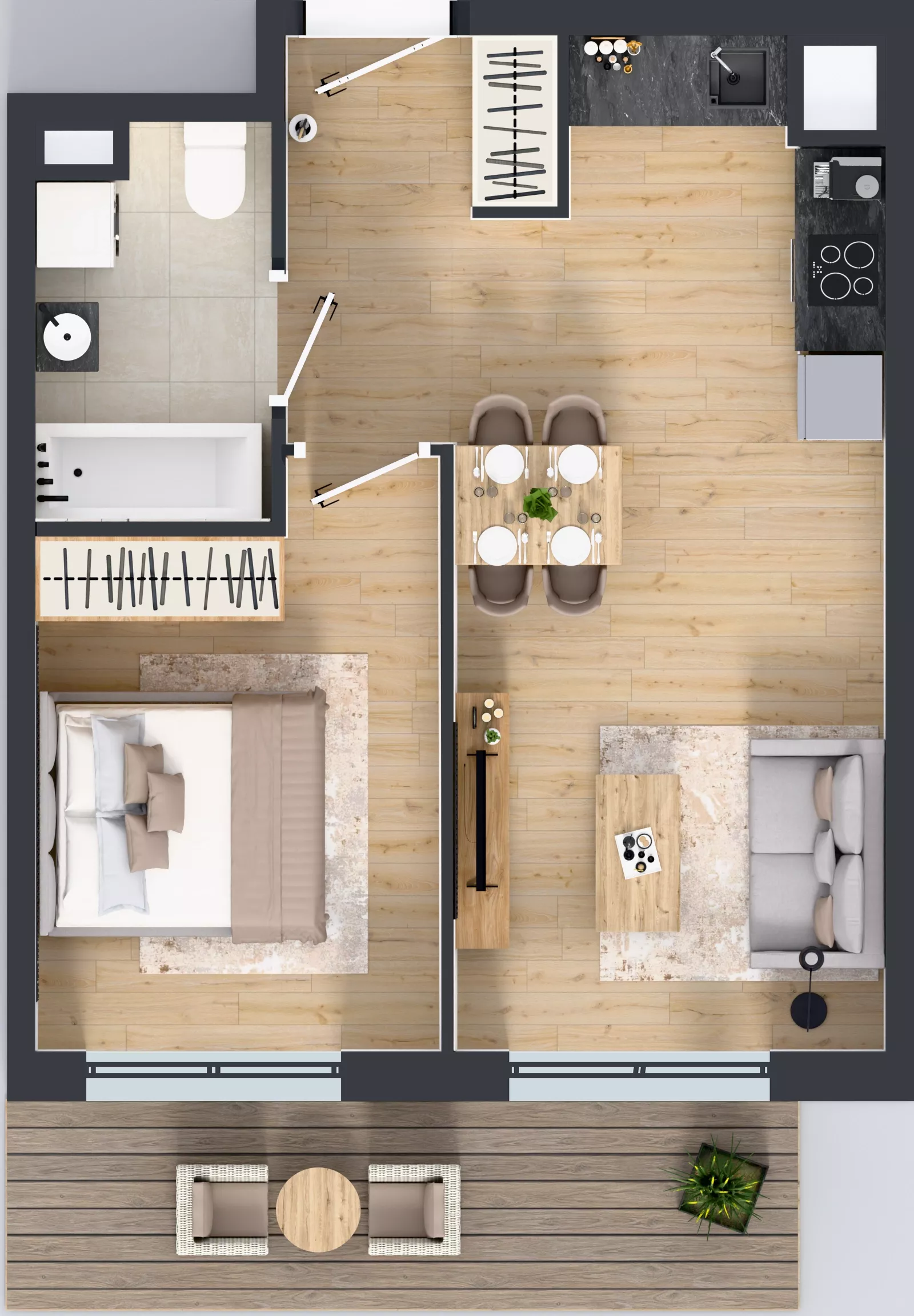 2 pokoje, mieszkanie 39,79 m², piętro 4, oferta nr B12-K1-4-2, Żerniki Na Novo III, Wrocław, Żerniki, ul. Maxa Berga