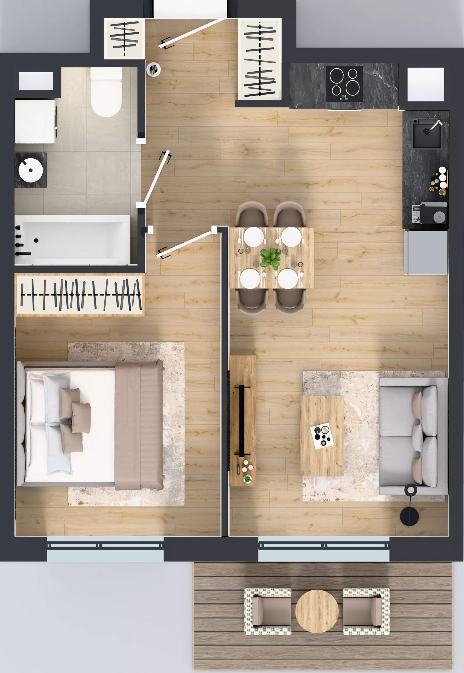 2 pokoje, mieszkanie 38,31 m², piętro 4, oferta nr B12-K1-4-3, Żerniki Na Novo III, Wrocław, Żerniki, ul. Maxa Berga