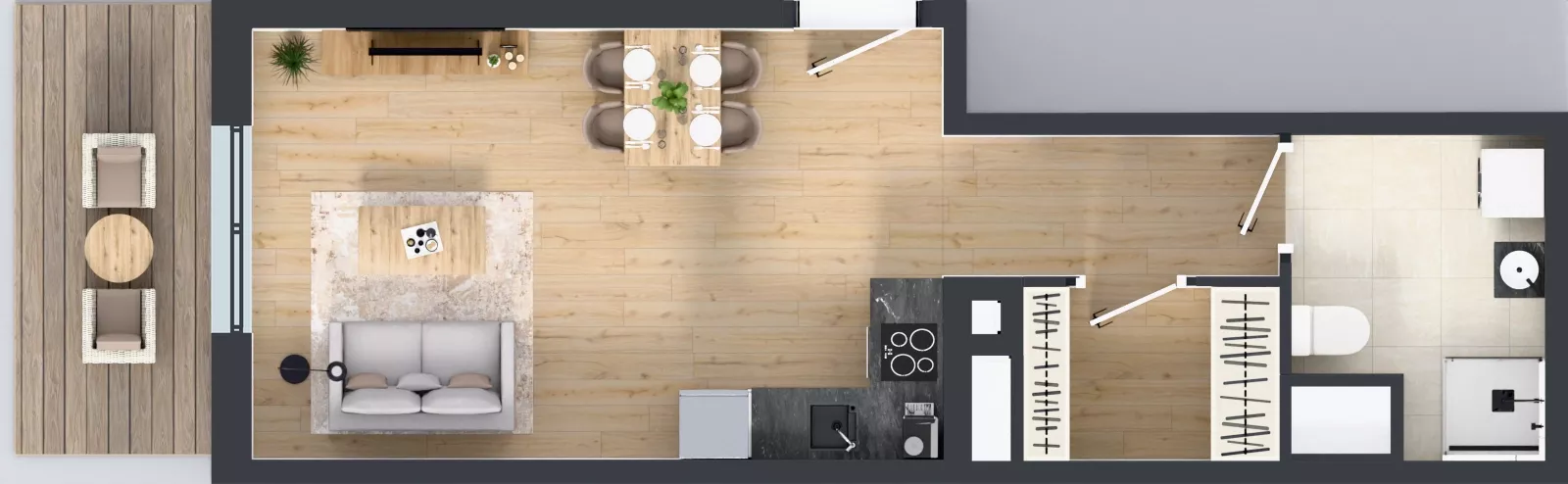 1 pokój, mieszkanie 35,00 m², piętro 4, oferta nr B12-K2-4-4, Żerniki Na Novo III, Wrocław, Żerniki, ul. Maxa Berga
