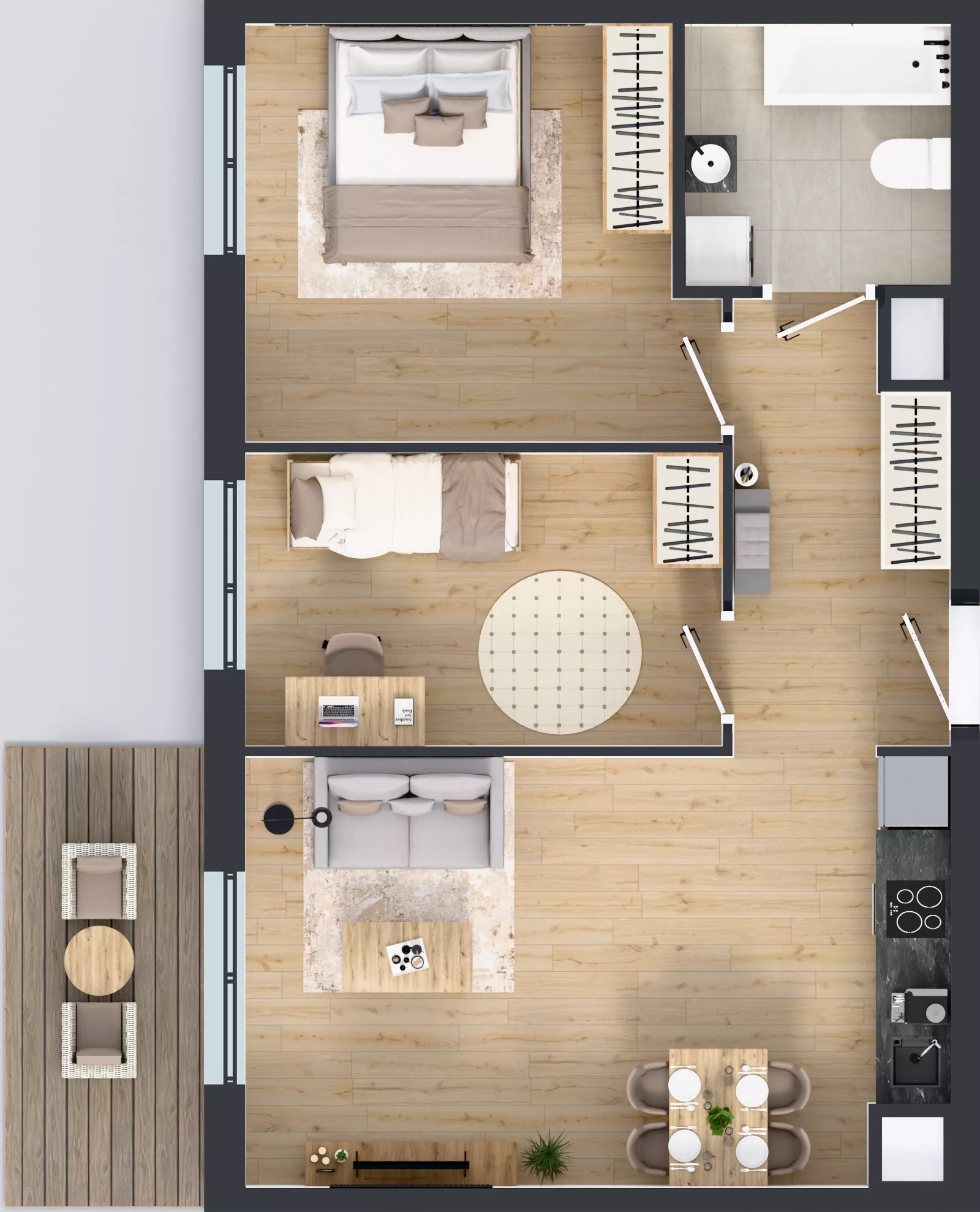 3 pokoje, mieszkanie 57,21 m², piętro 4, oferta nr B12-K3-4-4, Żerniki Na Novo III, Wrocław, Żerniki, ul. Maxa Berga