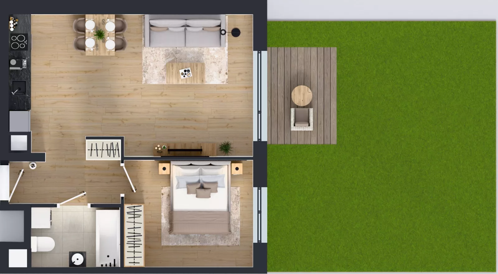 2 pokoje, mieszkanie 47,95 m², parter, oferta nr B9-K1-0-2, Żerniki Na Novo III, Wrocław, Żerniki, ul. Maxa Berga